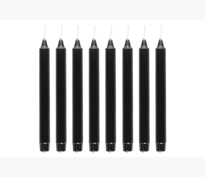 Stearin crown candle black 24 cm 8pcs 1 kuva