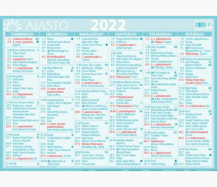 Ajasto Kalenteri Suuri Seinaalmanakka 2022 kuva