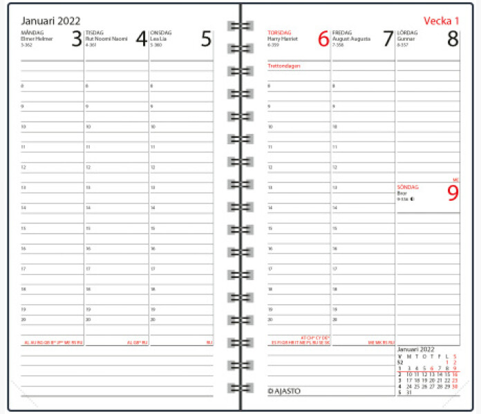 Ajasto Kalender Agenda 20221 kuva