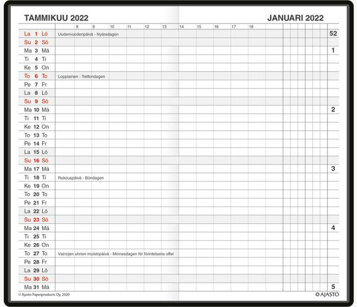 Ajasto Kalender Plano 2022 1 kuva