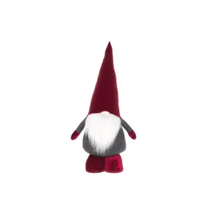 Tomte grå med vinröd sammetsluva kuva