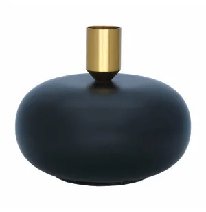 Ljusstake boll, svart, 9cm image