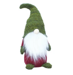 Tomte i tyg, röd/grön, 25cm kuva
