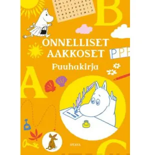 Muumit onnelliset aakkoset puuhakirja kuva