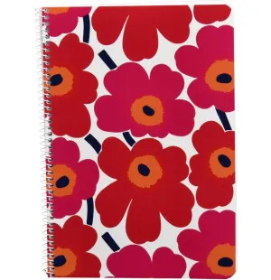 Marimekko Häfte A5 Unikko röd, linjerade sidor kuva