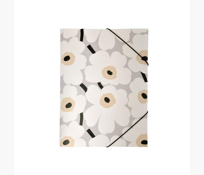 Marimekko Unikko gummibandsmapp gra svart image