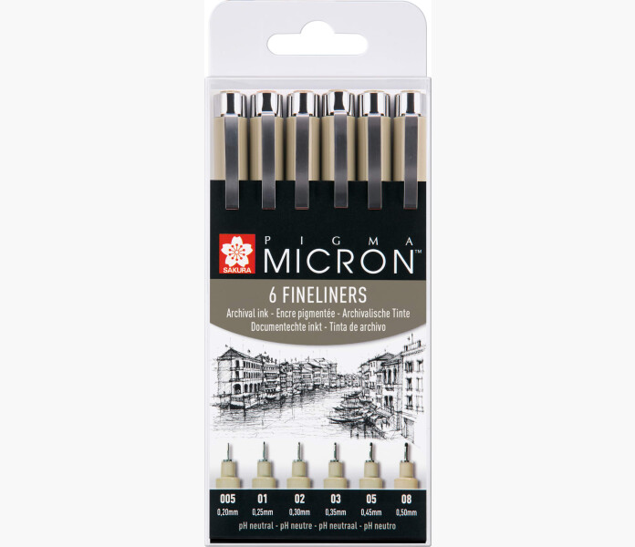 Sakura Tuschpenna Pigma Micron 6st svart kuva