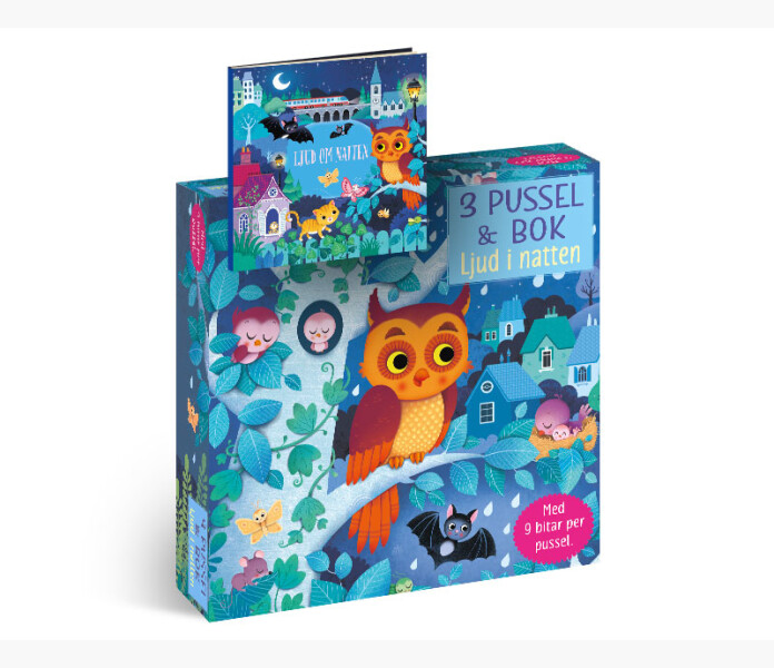 3 pussel 9 bitar och bok Ljud i natten image