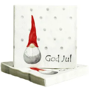 Nääsgrängården julservetter,dekortomte vit 25x25cm kuva