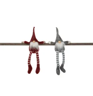 Tomte Sittande, röd/grå, 25cm kuva