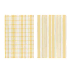 Kökshandduk 2st, gul/vit, 40x60cm image