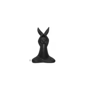 Yogande Hare, händer på öron svart porslin, 15cm image