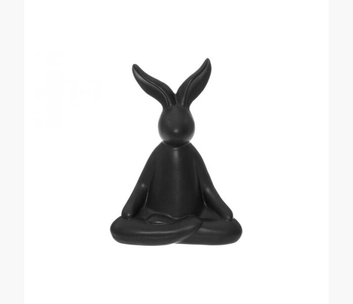 Yogande Hare sittande svart porslin 15cm image