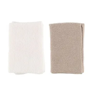 Disktrasa 2st, 25x25cm 100% bomull, vit/beige image