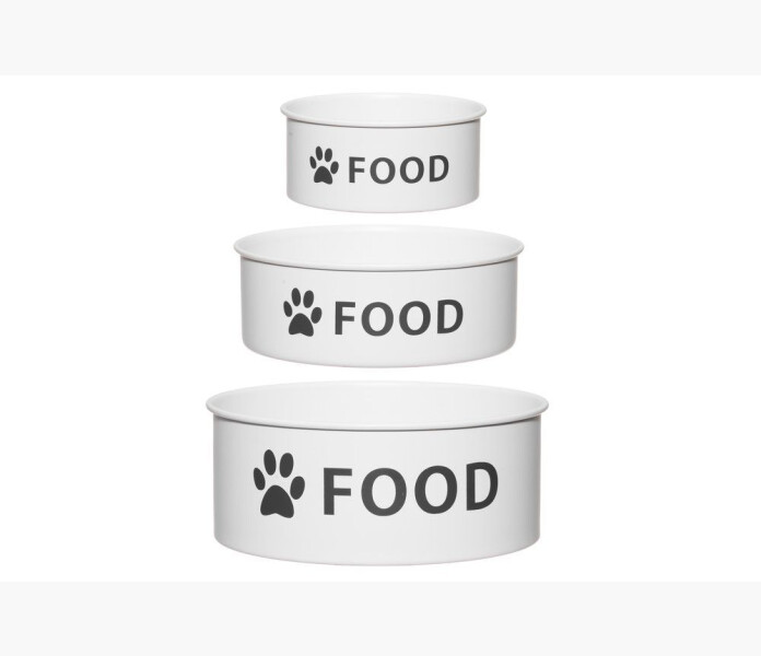 4Living Skal for husdjur rund vit svart text 22cm kuva