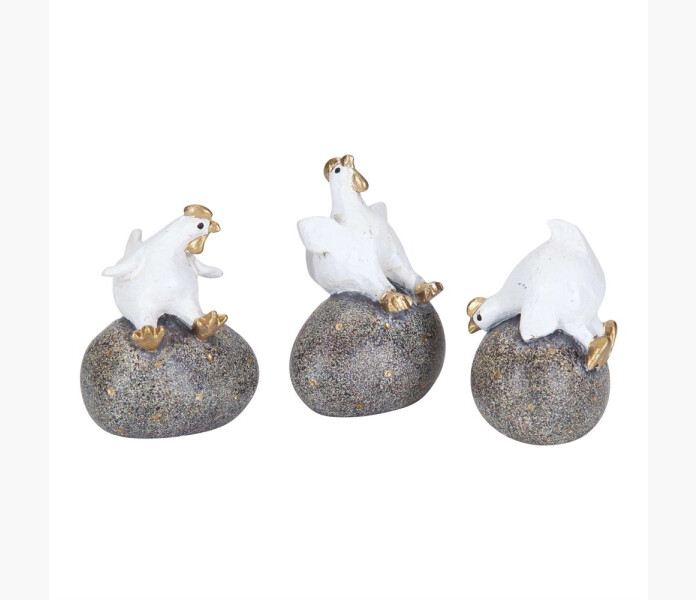 Hona pa agg vit guld 3st 58cm Ruth Vetter image