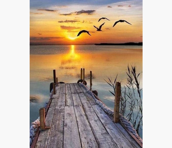 Diamanttavla Brygga vid sjo 40x50cm image