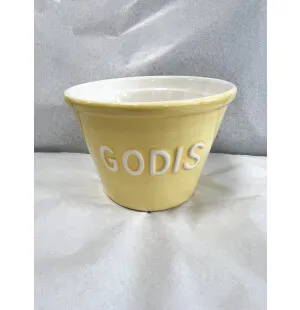 Bruka Design Godisskål gul med vit text image