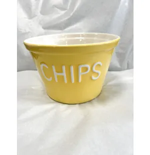 Bruka Design Chipsskål gul med vit text image