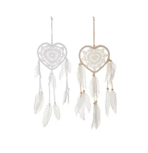 Drömfångare virkat hjärta vit, 12x30cm image