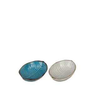 Skål i keramik cream el ljusblå 13x10cm image