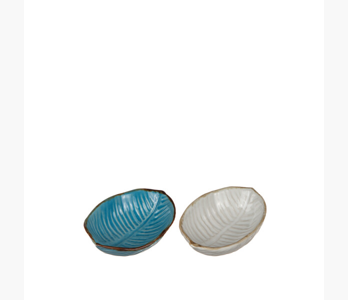 Skal i keramik cream el ljusbla 13x10cm kuva