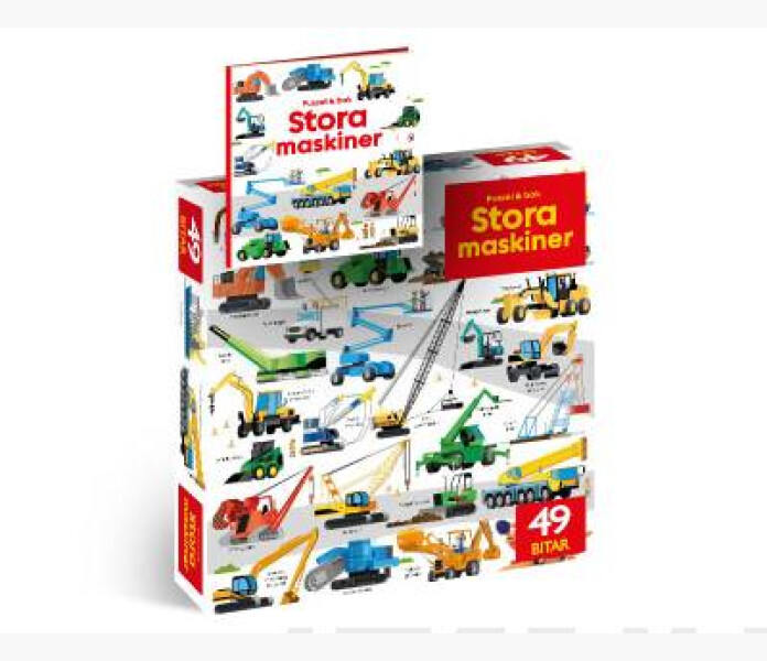 Stora maskiner pussel och bok kuva