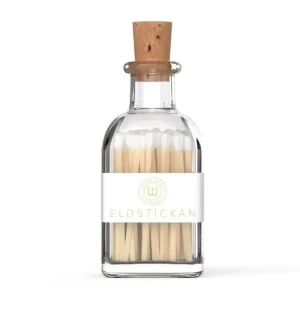 Eldstickan liten vit, tändstickor i glasflaska image