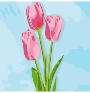 Nummermålning Rosa tulpaner image