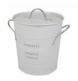 Kompostämbar med lock vitt metall kuva