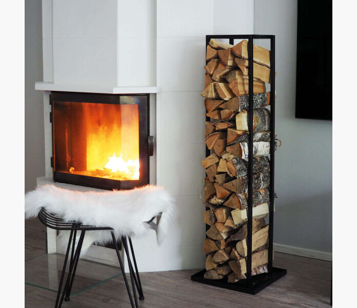 Vedstall i svart metall 115cm image