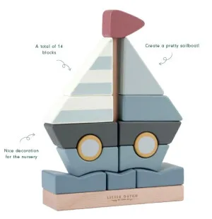Pussel Little Dutch Stapelbar segelbåt blå  12mån kuva