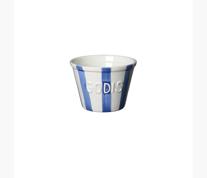 Godisskal Bla m vit text Stripes image