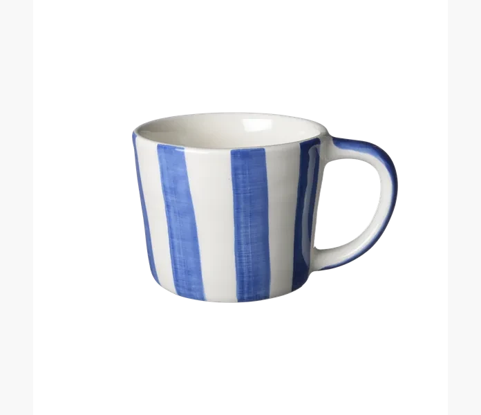 Mugg Cappuccino Capri 35cl Sea Blue Vertical Stripes image