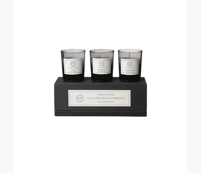 Doftljus mini Gift Box BRUKA Smoked Cava Prosecco Dark Rum Svart kuva