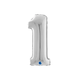 Folieballong nr 1 silver, 66cm image