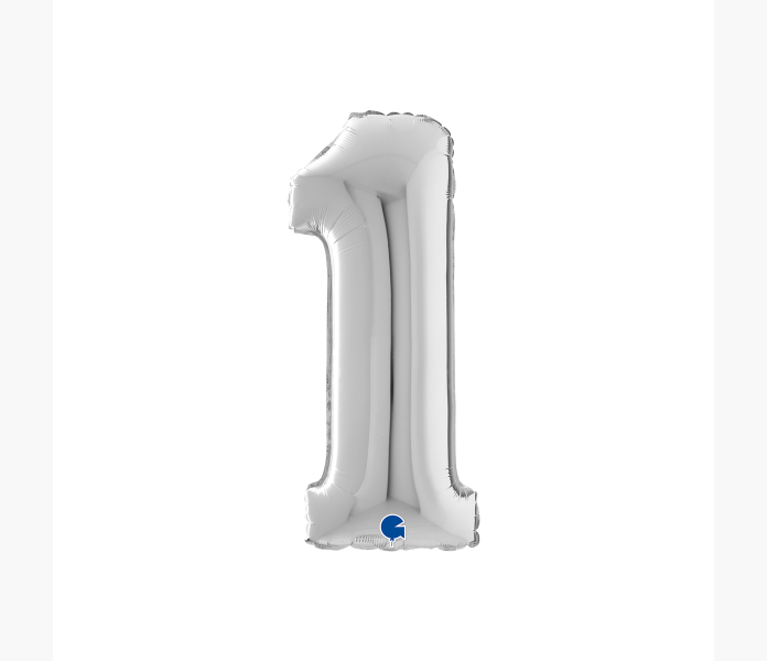 Folieballong nr 1 silver 66cm image
