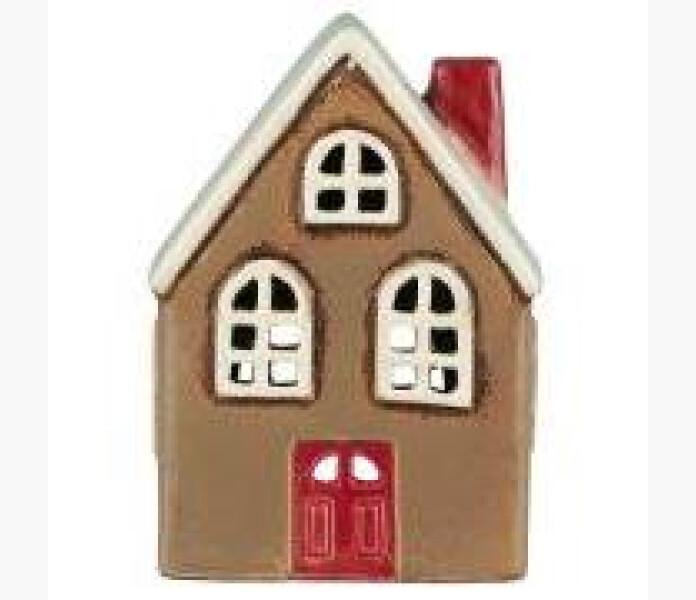 IB Laursen Lykthus i keramik brunt med rod dorr image