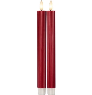 Flamme Stripe LED-antikljus25 cm röd2kp kuva