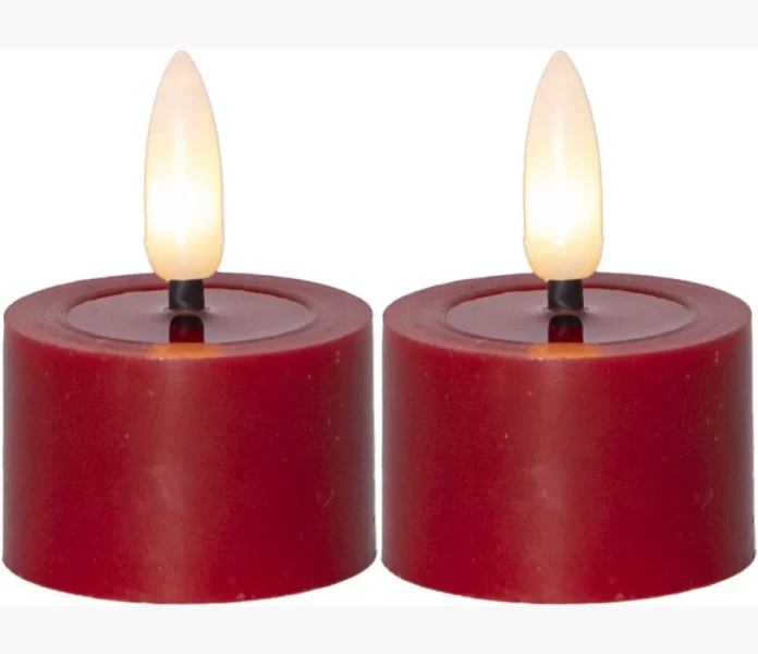 Flamme Flow led varmeljus 4 cm 2 st  roda image