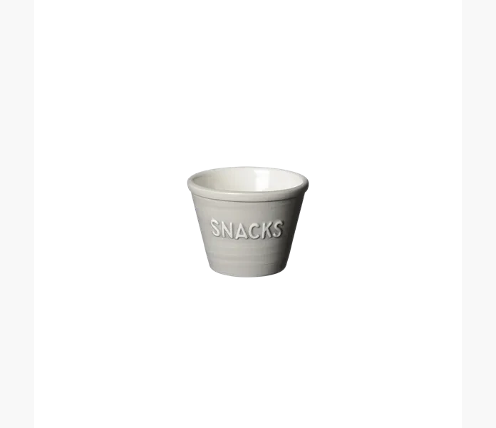Snacksskal Gra m vit text kuva