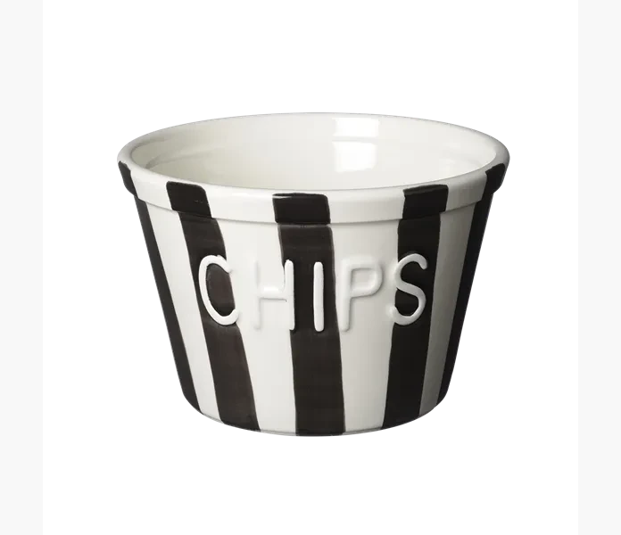Chipsskal Svart m vit text Stripes image