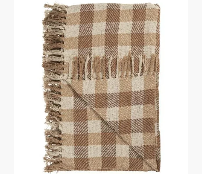 IBLaursen Plad natur beige brun rutig 130x160 kuva