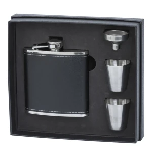 Plunta svart konstläder & shotglas image