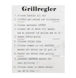 Tavla Grillregler, vit trä 30x40cm image