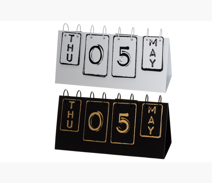 4Living bordskalender metall svart vit 275 cm image