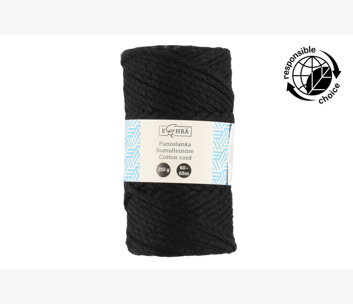 Kehra Cord yarn black 250 g 100 aterv.bomull image