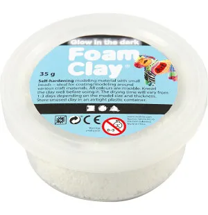 Foam Clay vit som lyser i mörker 35 g. kuva
