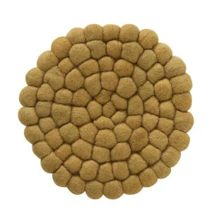 Grytunderlägg 100% ull gul 20cm dia. kuva