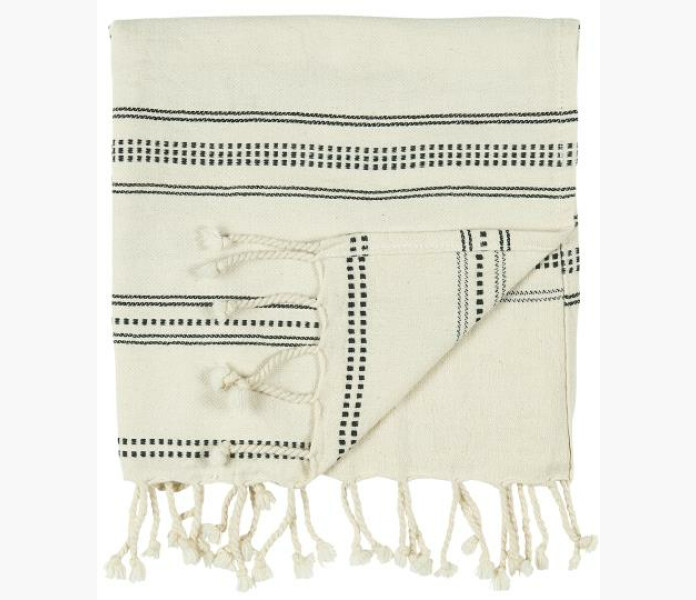 Hammam handuk bomull natuvit m svart rand image